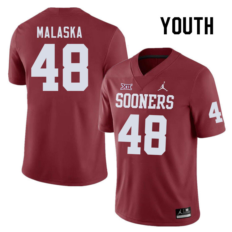 Youth #48 Jocelyn Malaska Oklahoma Sooners College Football Jerseys Stitched-Crimson